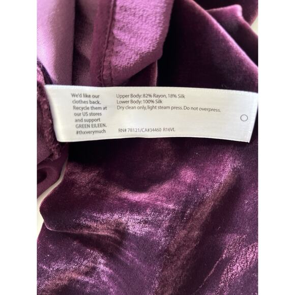 Eileen Fisher Raisinette Dress Tunic S/P Purple Silk Velvet Sheer Whimsical - Picture 5 of 5